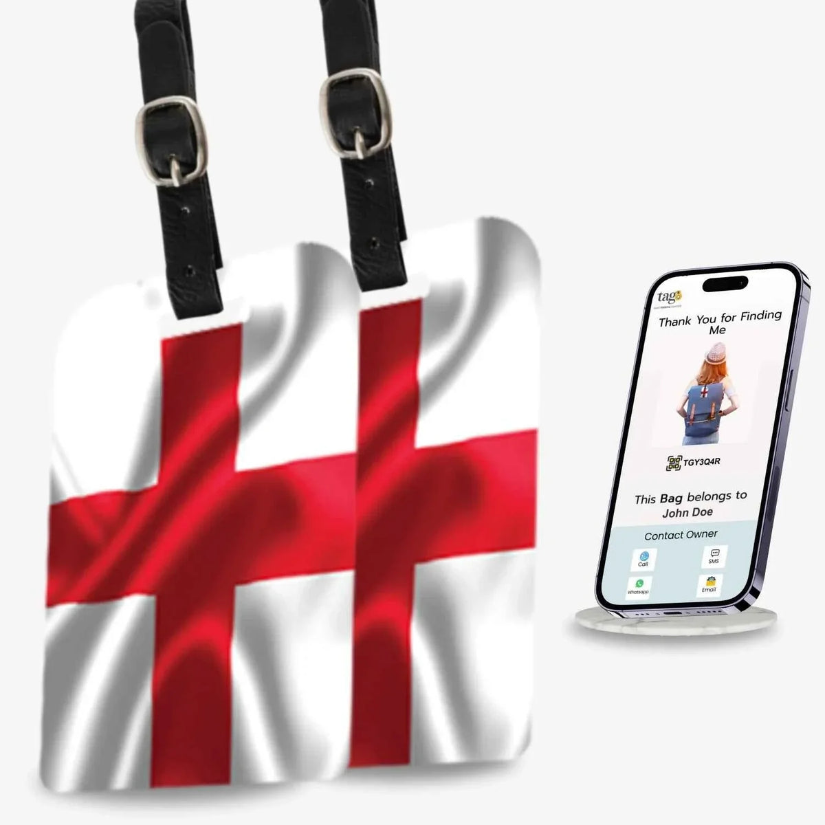 Smart Bag Security Tag - England Flag [Pack 2]
