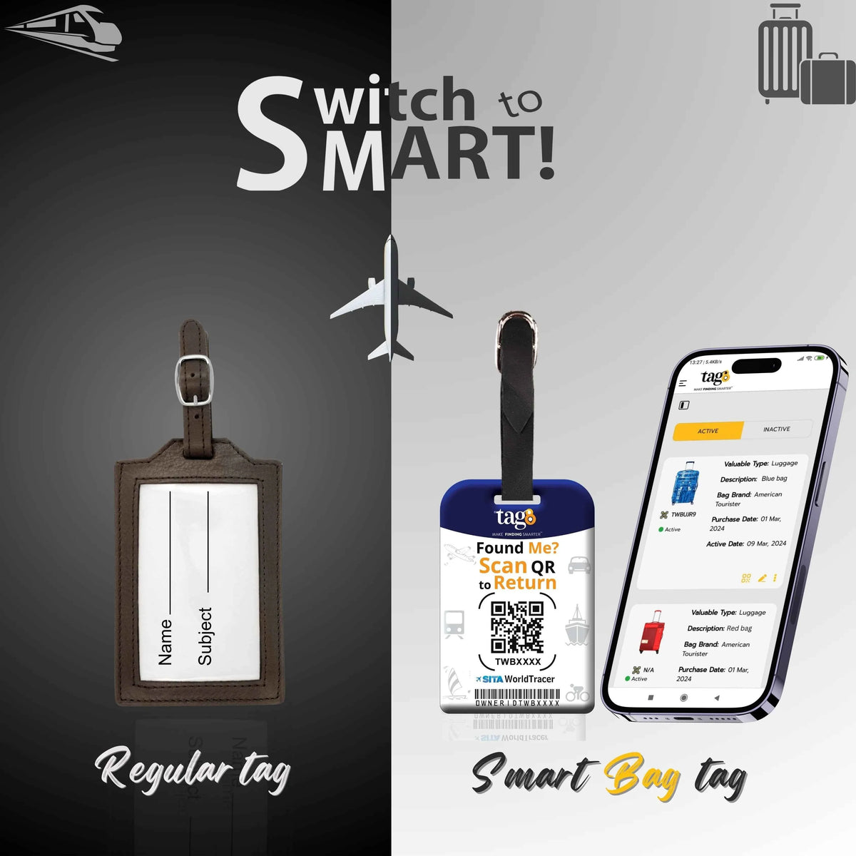 Smart Bag Security Tag - Great Britain Flag [Pack 2]