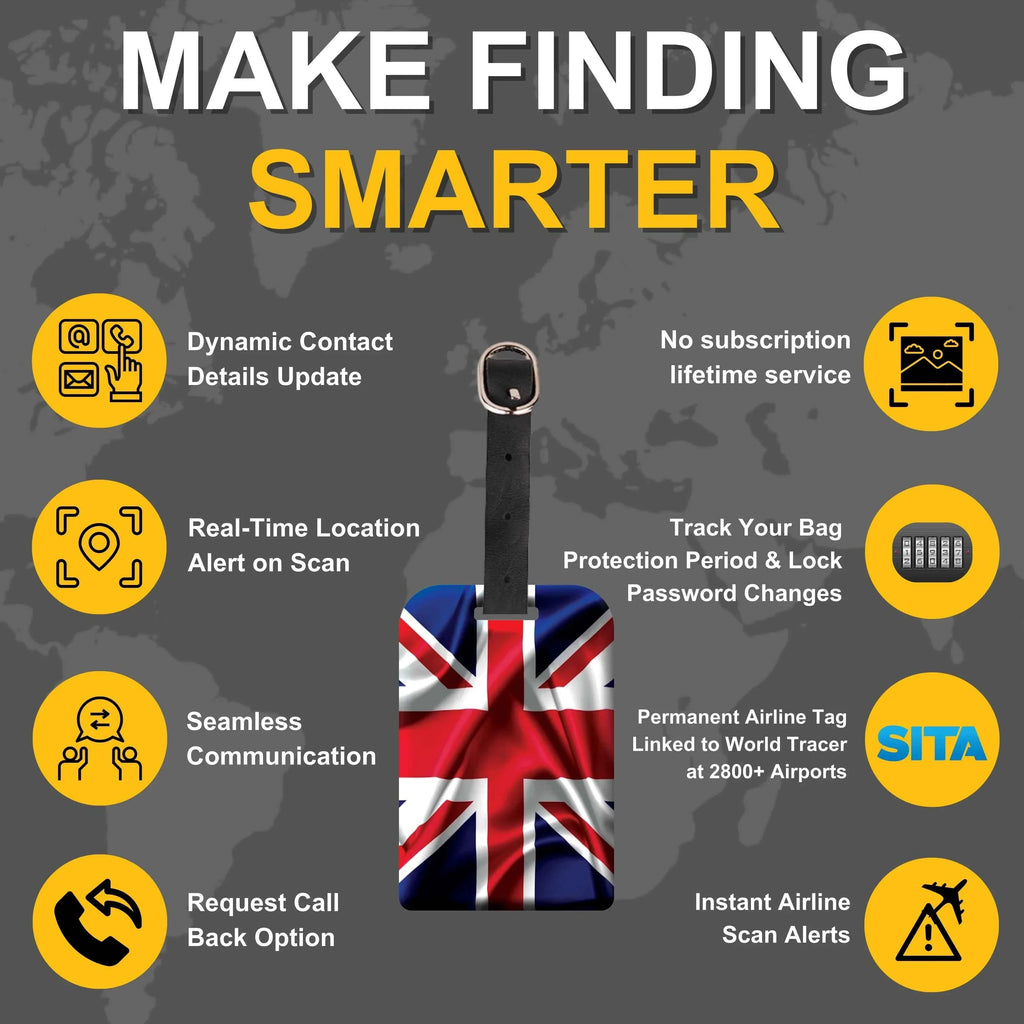 Smart Bag Security Tag - Great Britain Flag [Pack 2]