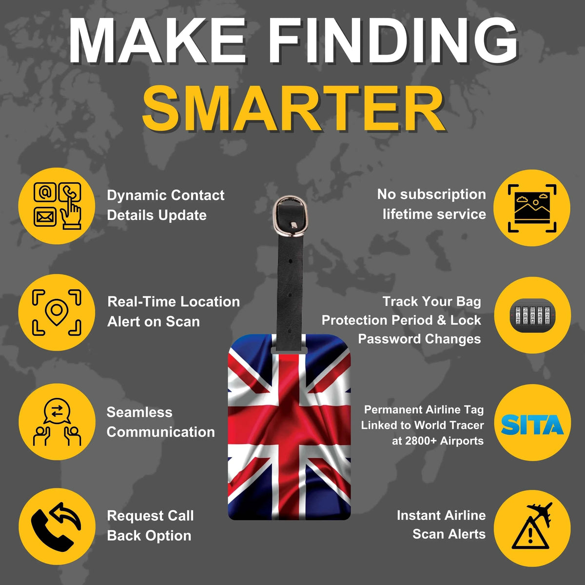 Smart Bag Security Tag - Great Britain Flag [Pack 2]